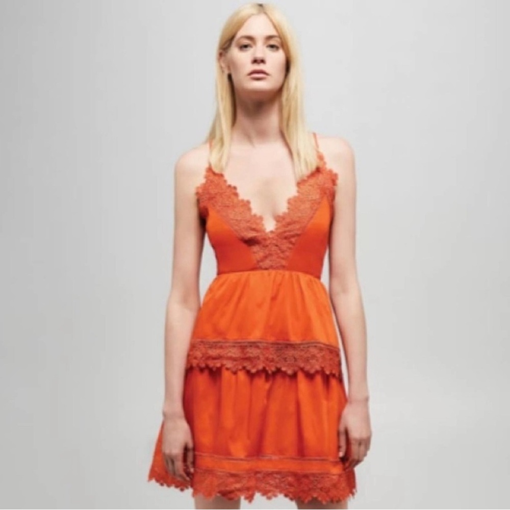 Anthropologie Bardot Sophia lace trim tiered dress - worn once